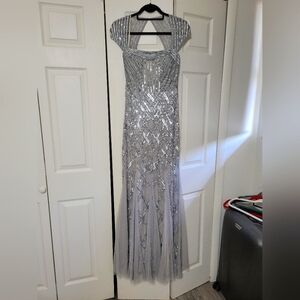 Adrianna Papell Formal Gown/Dress, Platinum Grey, sz 4